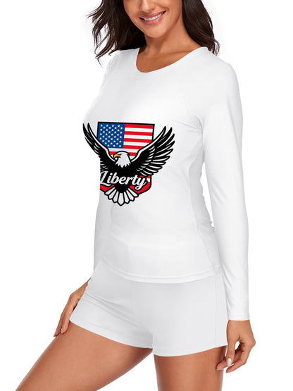 Printed Surf Wear Set, USA 250th. Graphic Customize Comfort Stretchy Bathing Suit for Ladies Outdoor Water Sports
