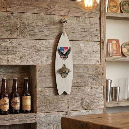 Wooden Surfboard Shaped Corkscrew, Unique Bar & Kitchen Bottle Opener
