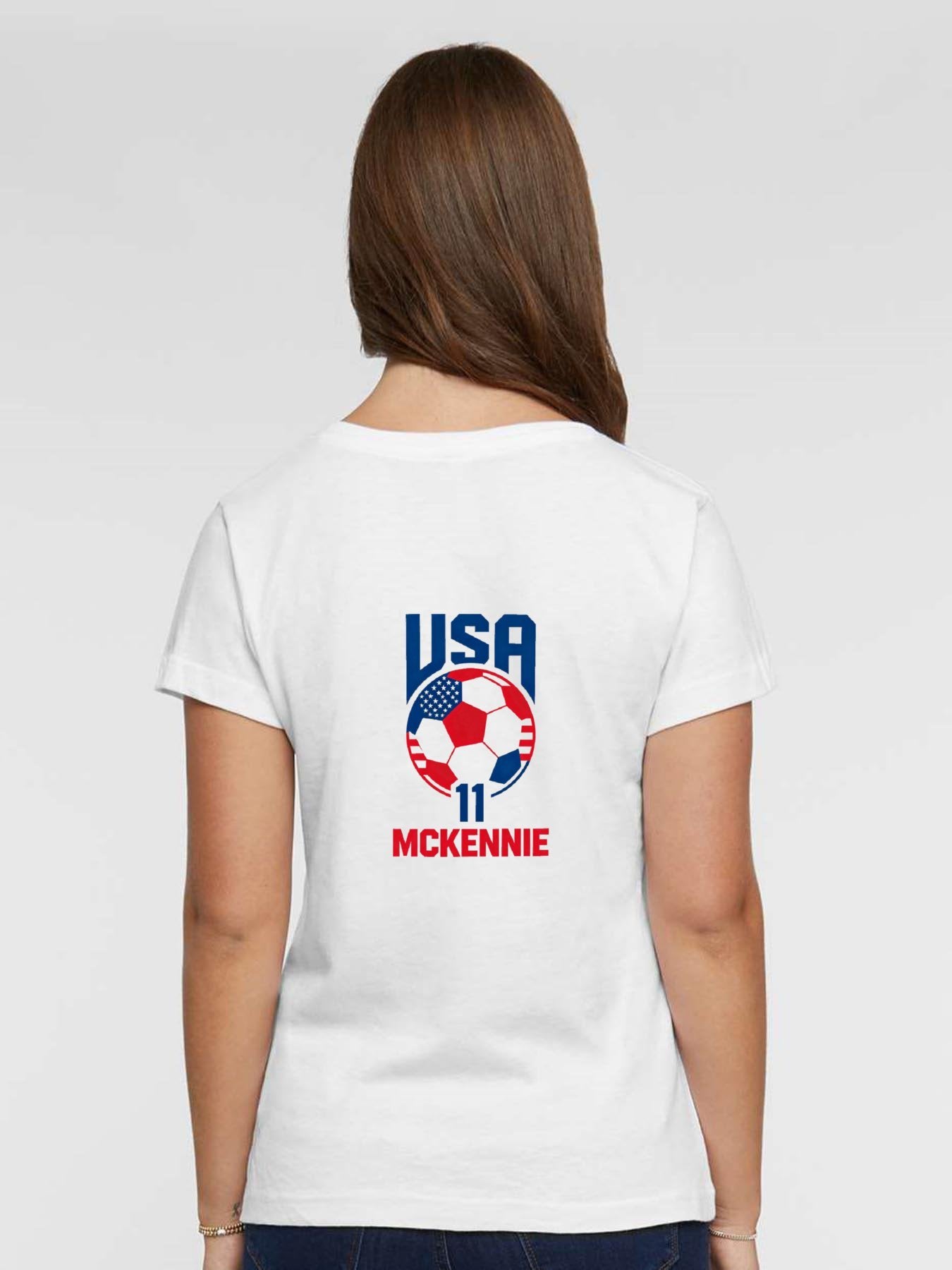 Pure Cotton V-neck Women's World Cup 2026 USA Graphic T-Shirt, USA Casual Cotton Tee
