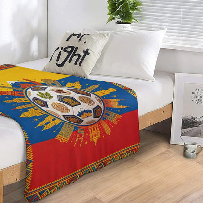 30"x40" 280gsm Flannel + 220gsm Sherpa Fleece Blanket World Cup Colombia Graphic Blanket, Soft Cover for Daily Use
