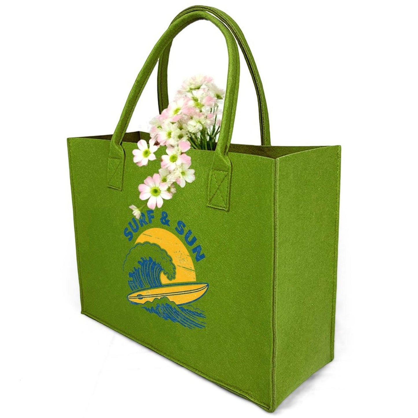15.7"x11.8"x5.9" Eco-Friendly Felt Reusable Bag, Custom Logo & Pattern Printed Tote Bag, Multi-purpose Grocery & Travel Bag
