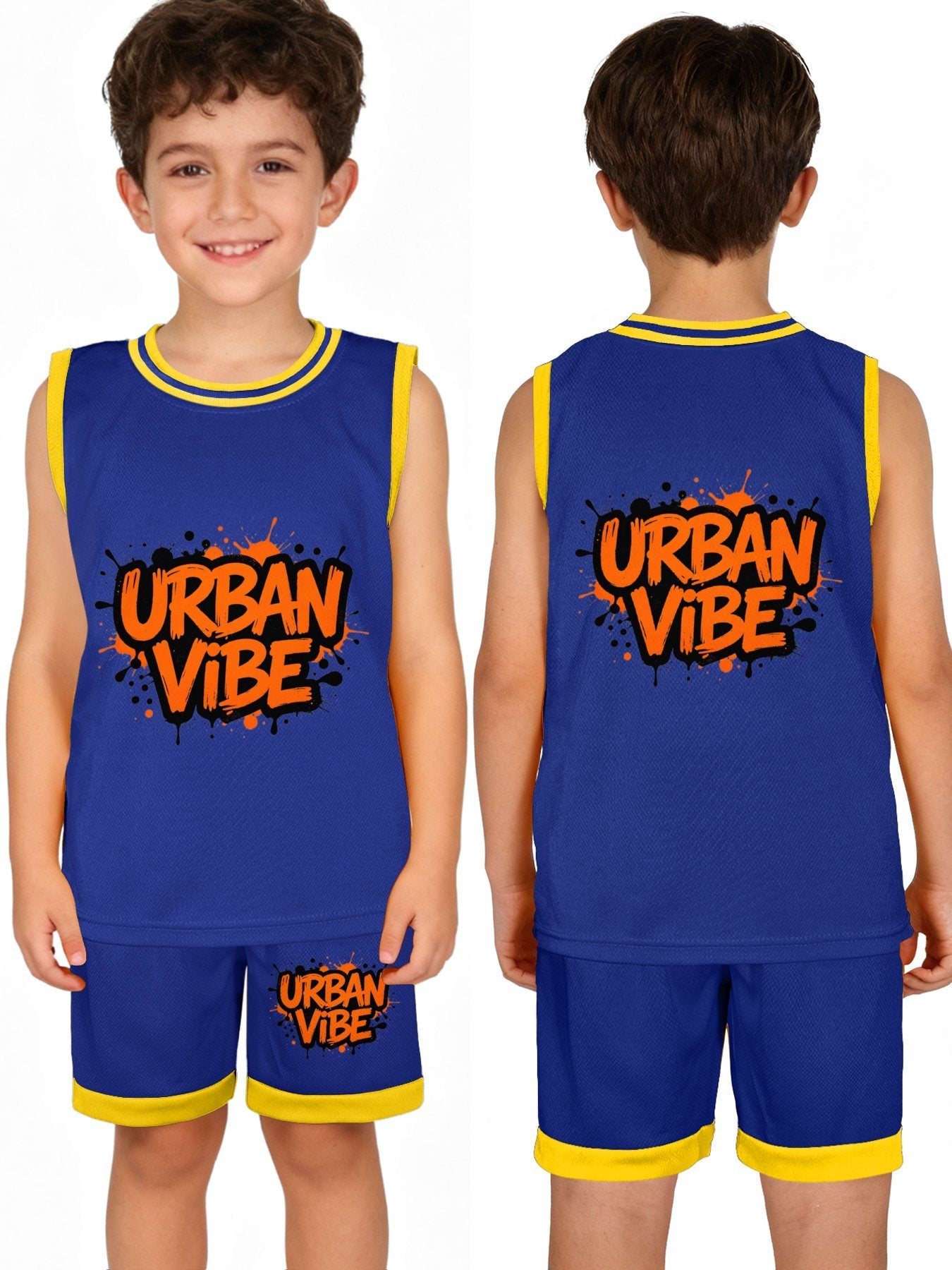Kids Basketball Training Set, Youth Printed Basketball Suit Set for Daily Play