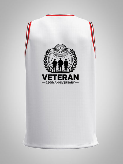 Custom Adult Basketball Jersey Personalized Print Basketball Top, USA 250th. Veteran Graphic