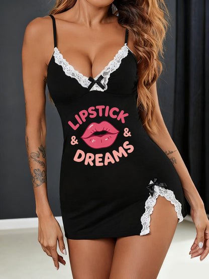 Classic Women Nightgown Breathable Sleep Dress Custom Print Casual Nightwear for Daily Use