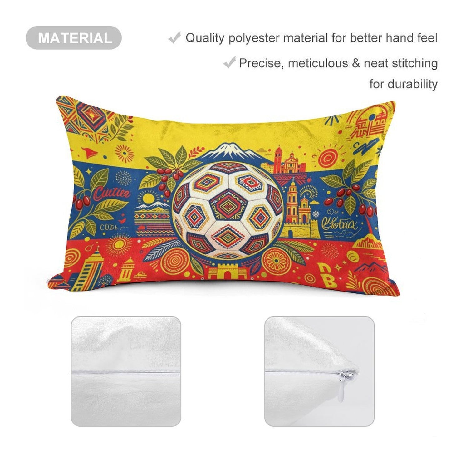 12"x20" Golden Velvet Pillowcase , World Cup Graphic Pillowcase with Unique design, Perfect for Bedroom, Dorm and a Nice Gift