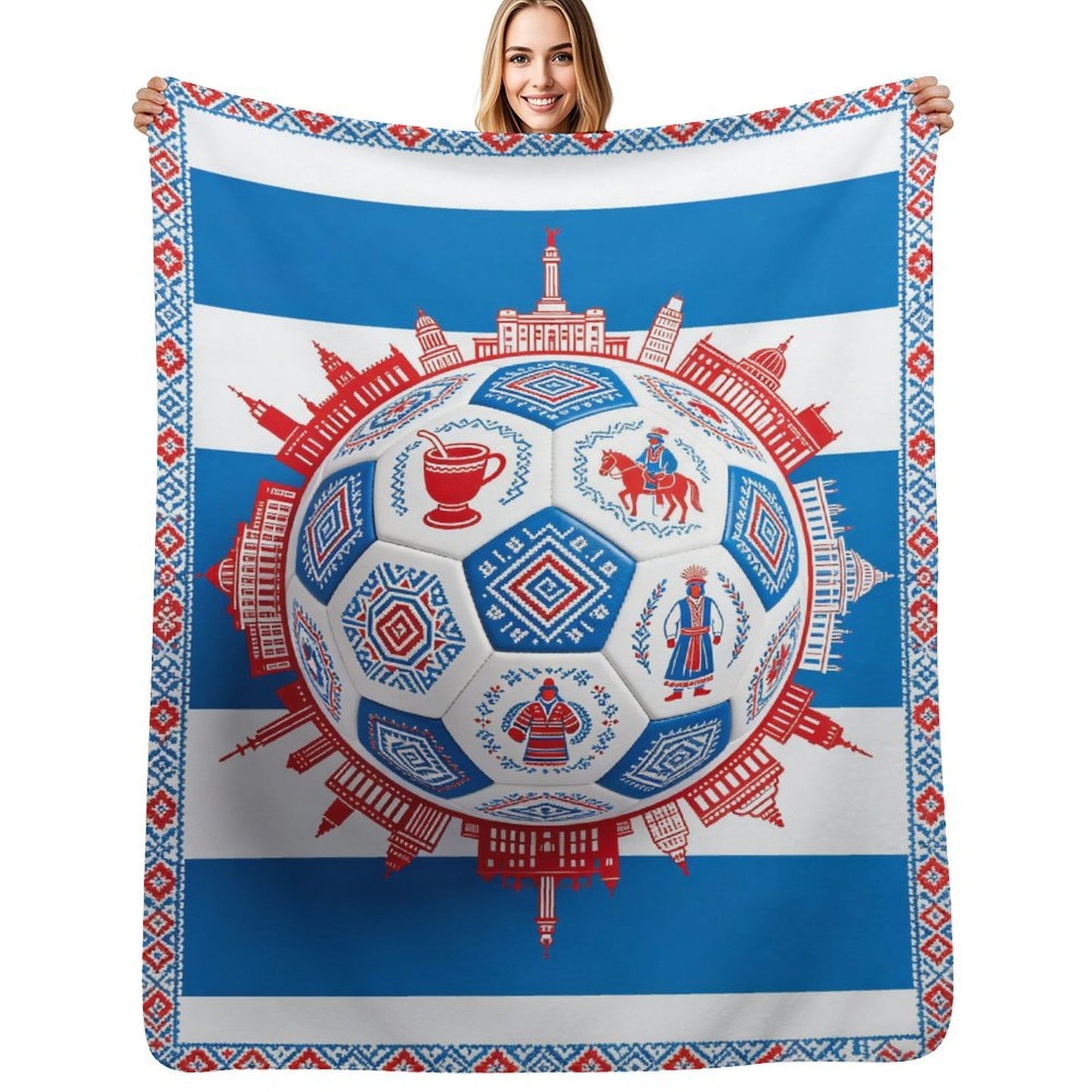 30"x 40" 280gsm Flannel + 220gsm Sherpa Fleece Blanket World Cup Uruguay Graphic Blanket, Soft Cover for Daily Use