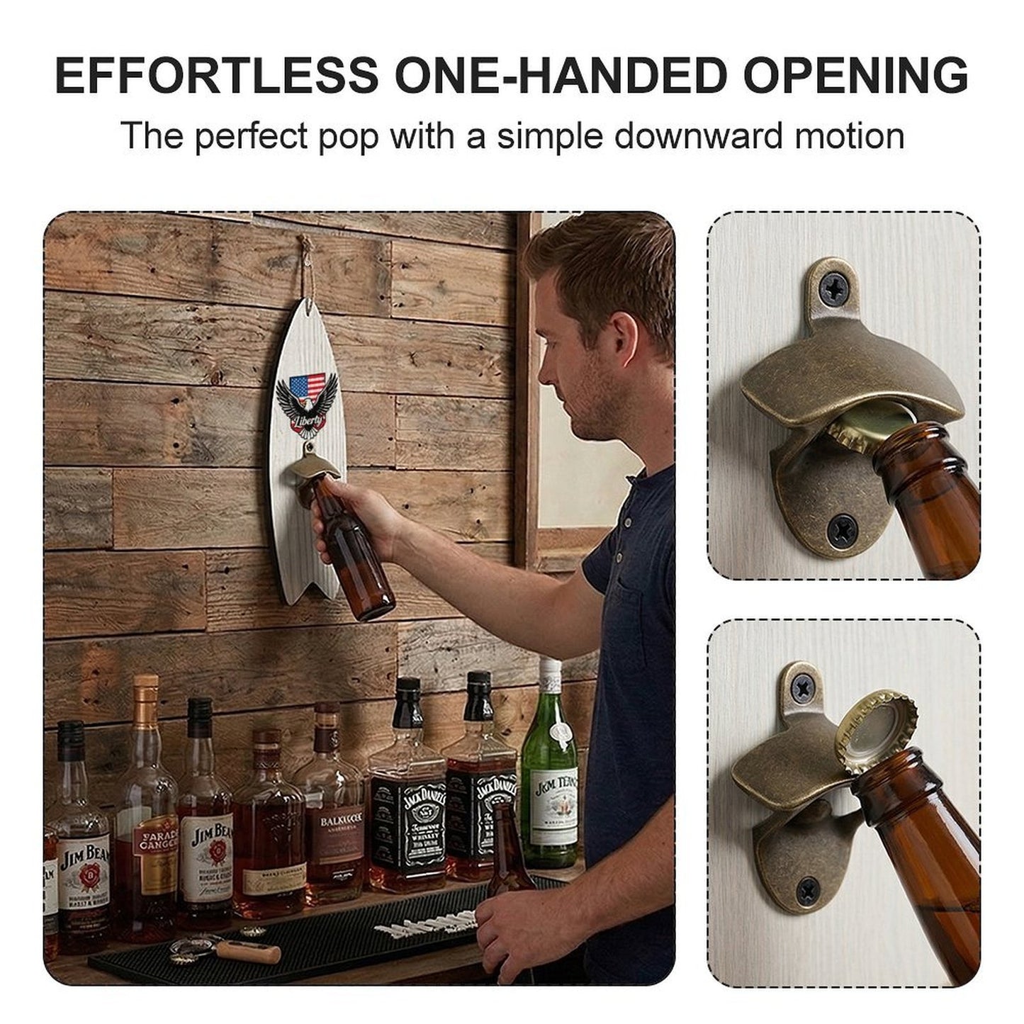 Wooden Surfboard Shaped Corkscrew, Unique Bar & Kitchen Bottle Opener