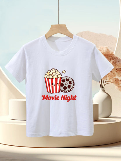 Kids Cute Graphic Cotton T-Shirt, Boys Girls Casual Short Sleeve Tee