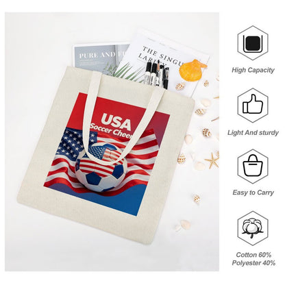 34x40cm World Cup USA Canvas Tote Bag, Practical Daily Use Carry Bag,Fashion Eco-Friendly Tote for Outdoor