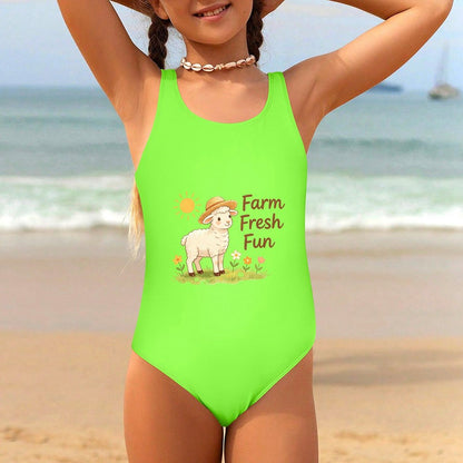 Cute Graphic One Piece Swimsuit for Girls, Perfect Summer Vacation Bathing Suit