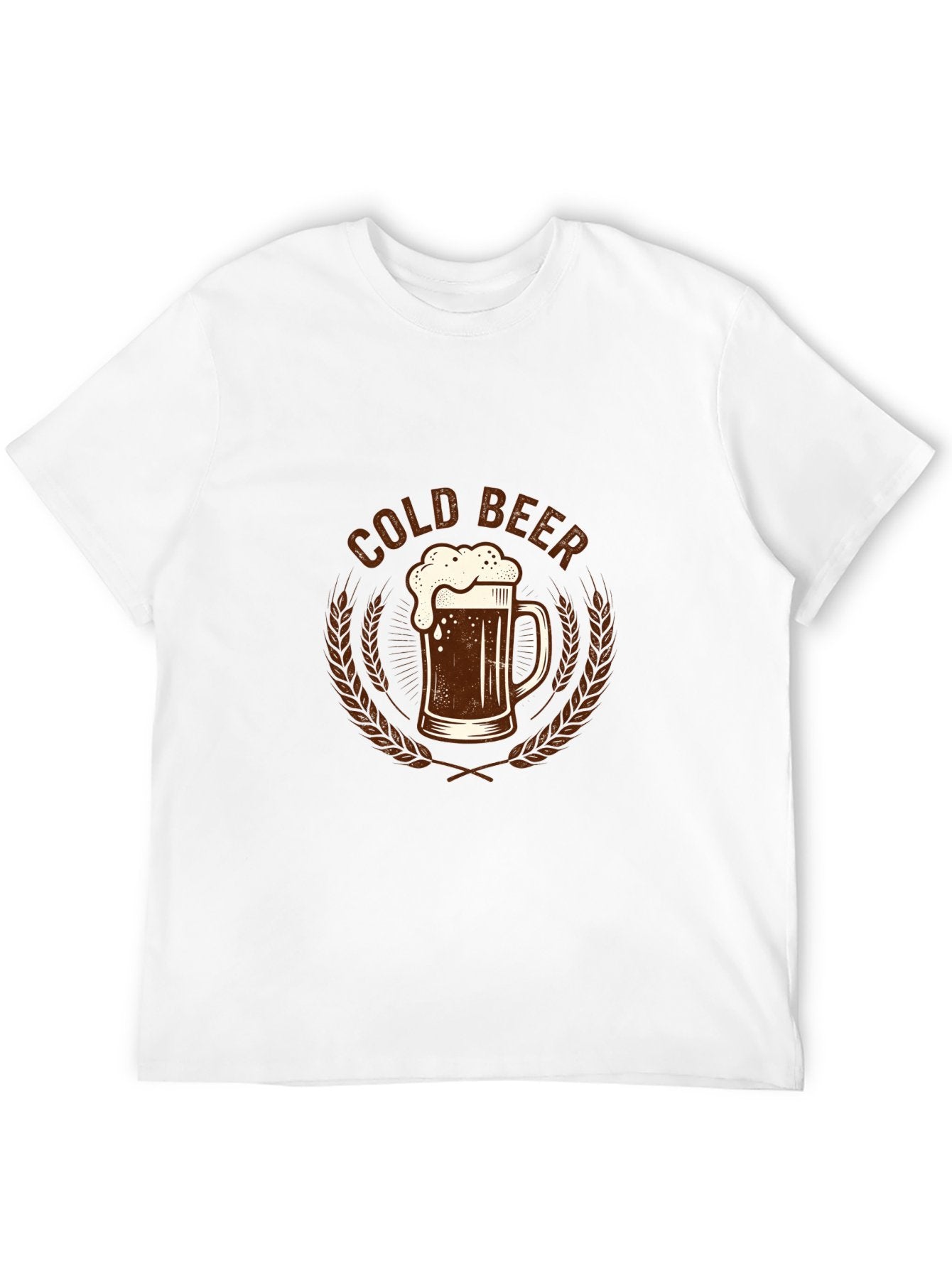 180g Pure Cotton Men's and Women's Summer "COLD BEER" Graphic T-Shirt, USA Casual Cotton Tee