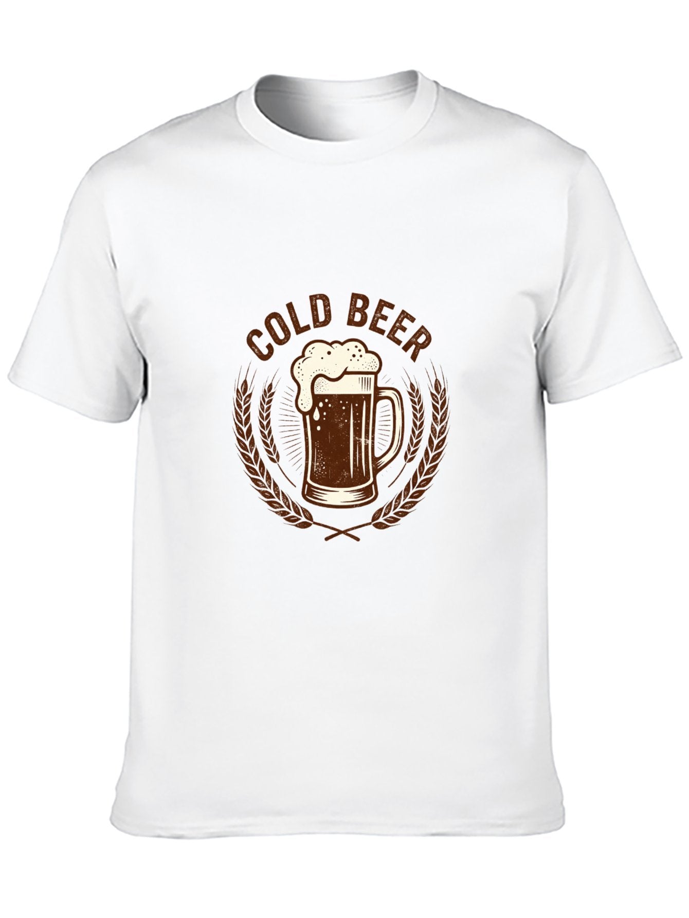 180g Pure Cotton Men's and Women's Summer "COLD BEER" Graphic T-Shirt, USA Casual Cotton Tee