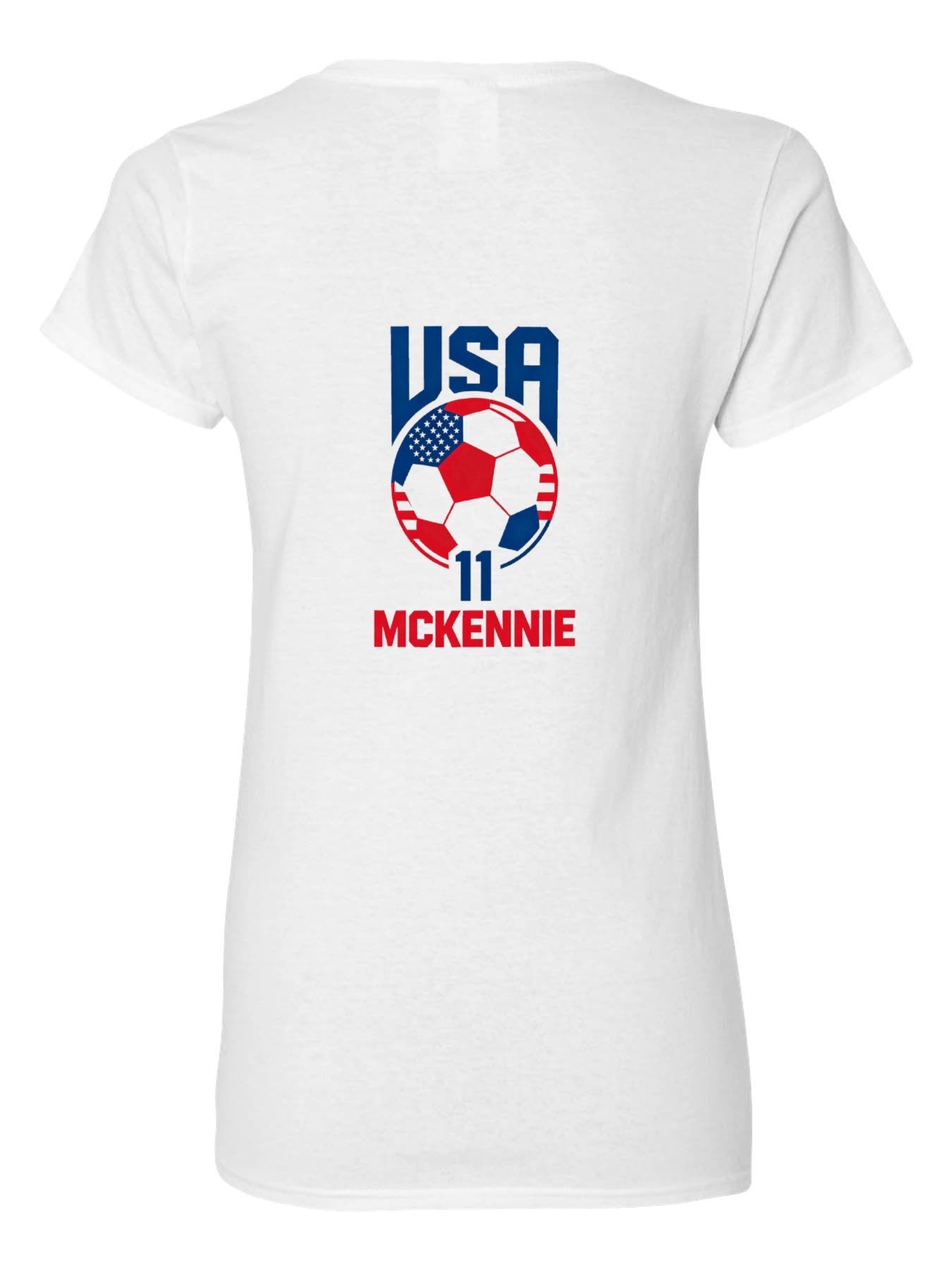 Pure Cotton V-neck Women's World Cup 2026 USA Graphic T-Shirt, USA Casual Cotton Tee