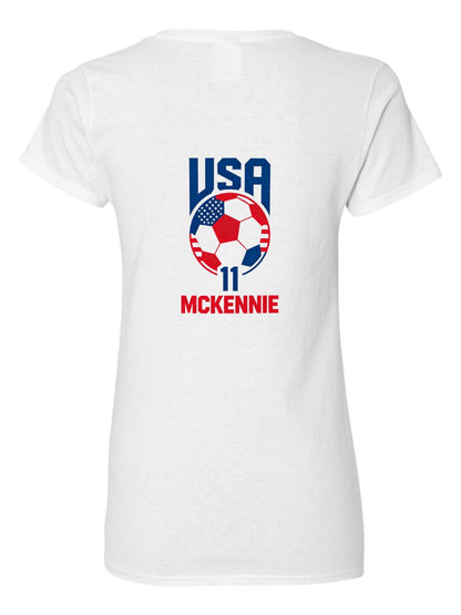 Pure Cotton V-neck Women's World Cup 2026 USA Graphic T-Shirt, USA Casual Cotton Tee