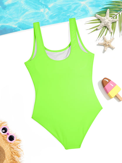 Cute Graphic One Piece Swimsuit for Girls, Perfect Summer Vacation Bathing Suit