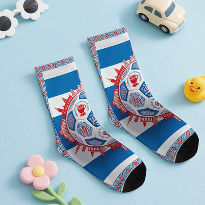 Boys & Girls Full Graphic Printed Socks ,World Cup 2026 Uruguay Graphic, Stretchy Casual Socks for Children