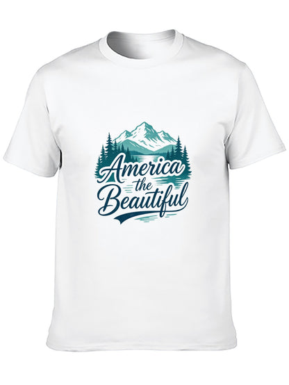 180g Pure Cotton Men's and Women's USA 250th. "America the Beautiful" Graphic T-Shirt, USA Casual Cotton Tee