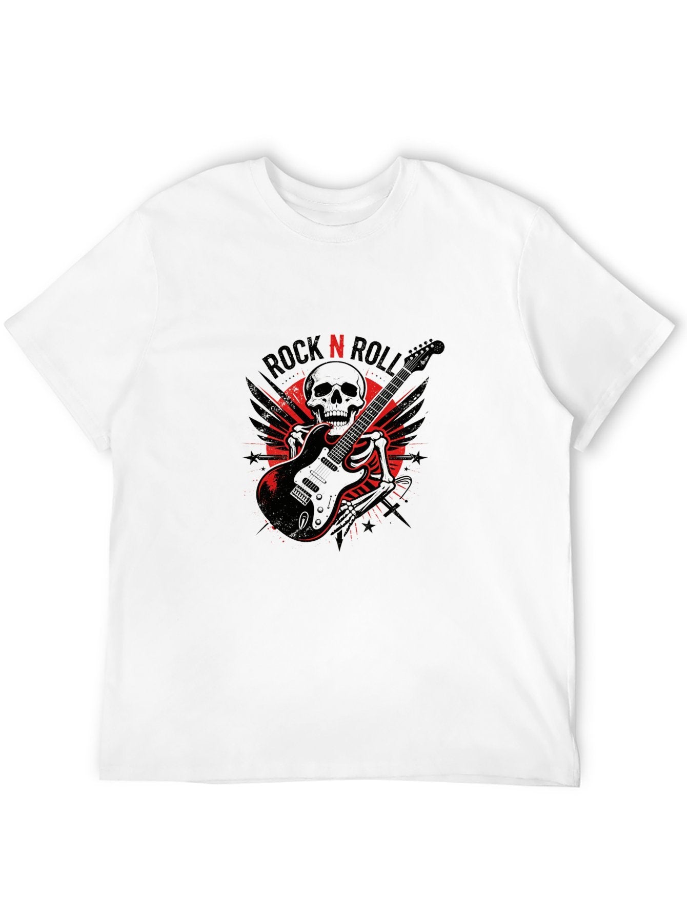 180g Pure Cotton Men's and Women's  "ROCK N ROLL" Graphic T-Shirt, USA Casual Cotton Tee