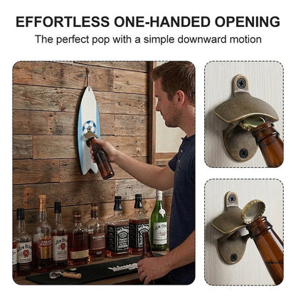 Surfboard Style Wooden Corkscrew, Novelty Beer & Wine Bottle Opener