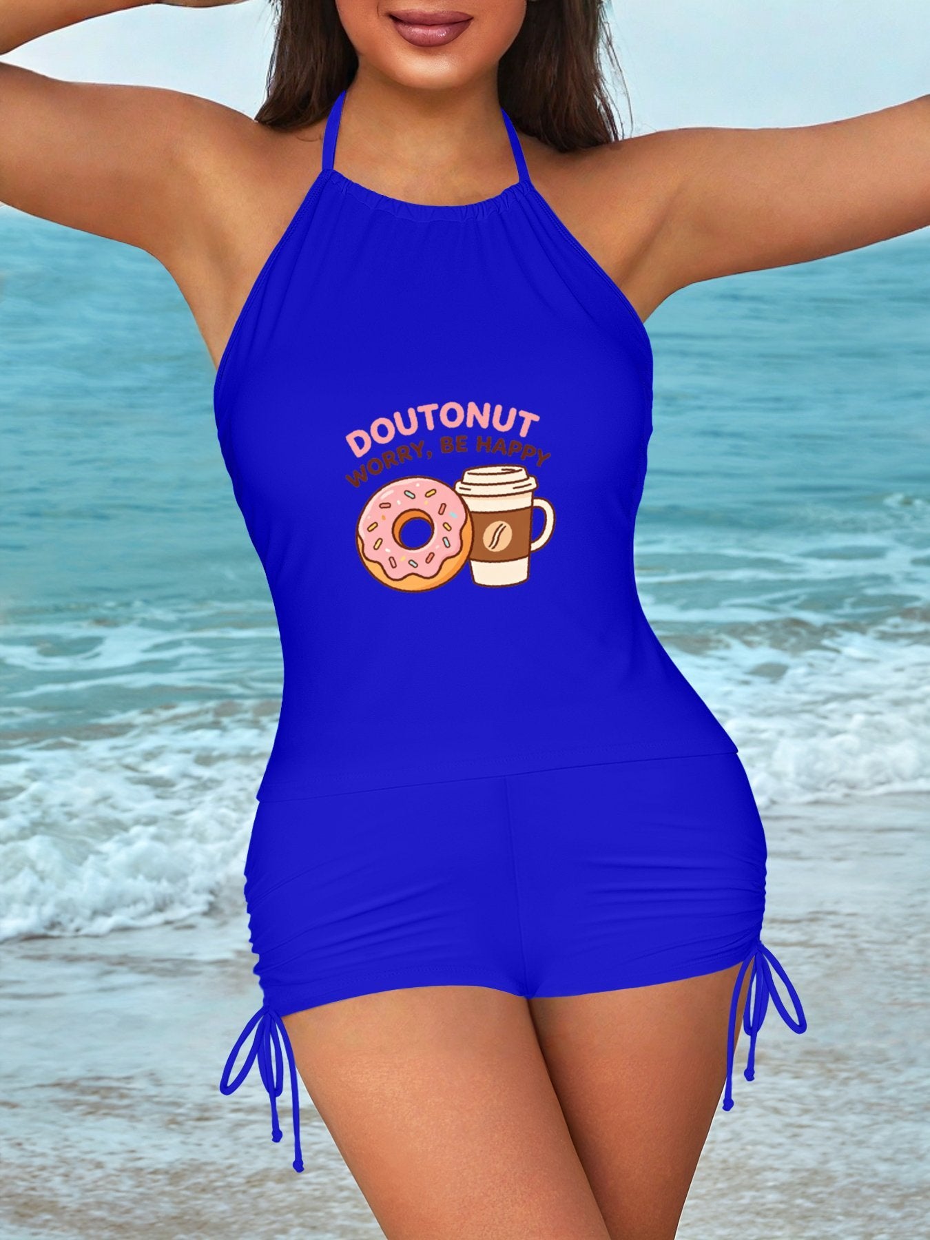 Cute Graphic Swimsuit Set, Women's Two Piece Bathing Suit for Beach & Vacation