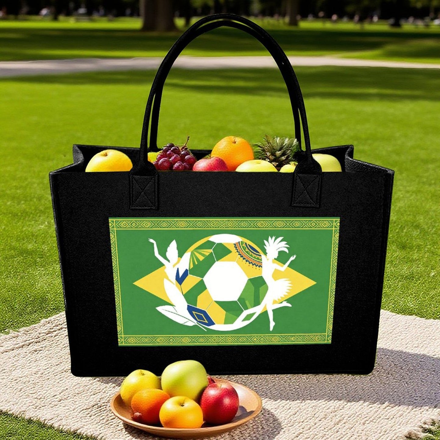 15.7"x11.8"x5.9" Eco-Friendly Felt Reusable Bag, Custom Logo & Pattern Printed Tote Bag, Multi-purpose Grocery & Travel Bag