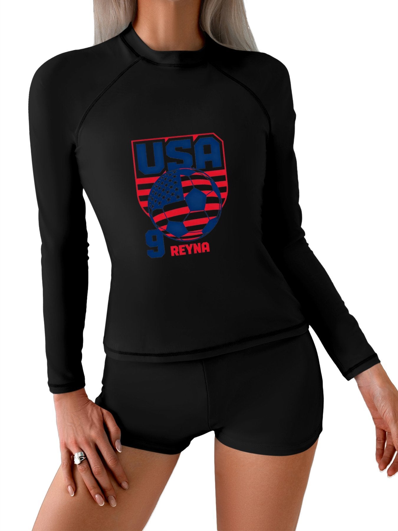 Printed Surf Wear Set, World Cup 2026 USA Graphic Customize Comfort Stretchy Bathing Suit for Ladies Outdoor Water Sports