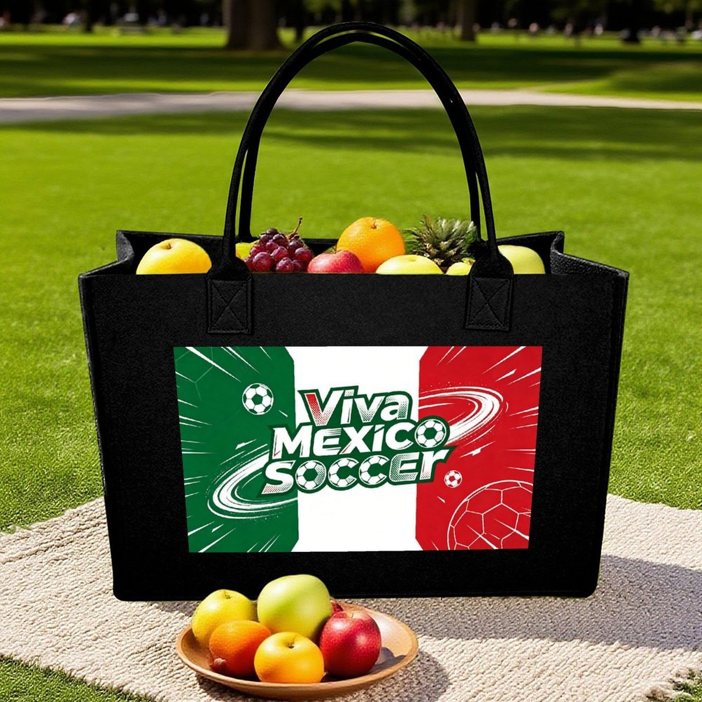 15.7"x11.8"x5.9" Eco-Friendly Felt Reusable Bag, Custom Logo & Pattern Printed Tote Bag, Multi-purpose Grocery & Travel Bag