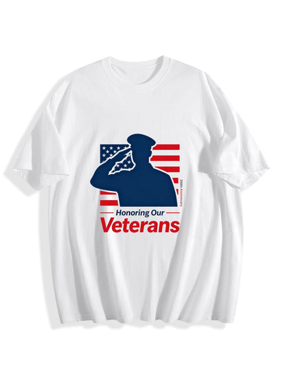 180g Pure Cotton Women's Patriotic "Hornoring our Veterans" GraphicT-Shirt, Seattle Sports Fan Casual Top