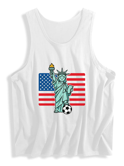 180g Pure Cotton Men's USA Soccer Graphic T-Shirt, USA Casual Cotton Tee