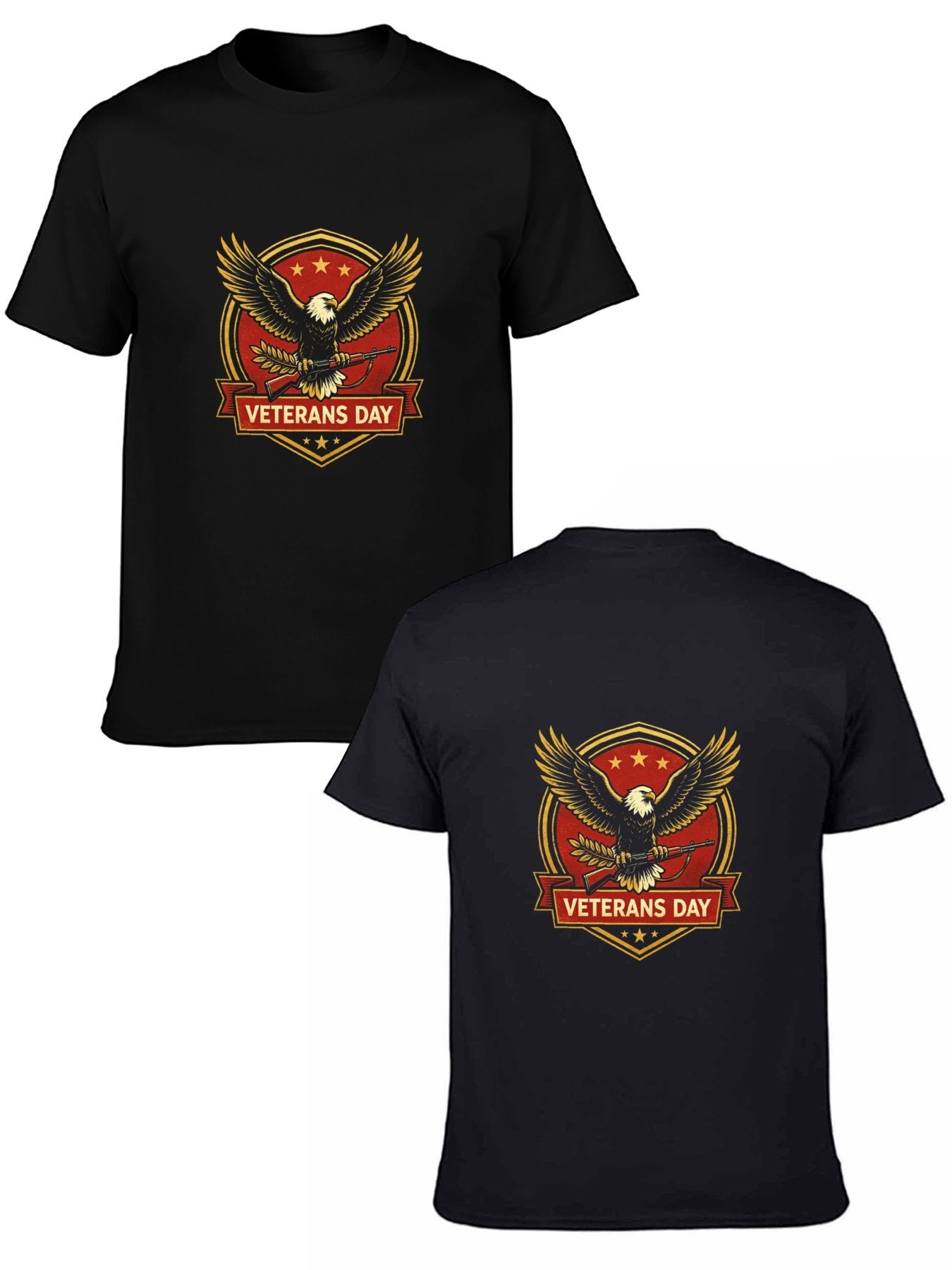 180g Pure Cotton Men's and Women's Patriotic "Veterans Day" Graphic T-Shirt, USA Casual Cotton Tee