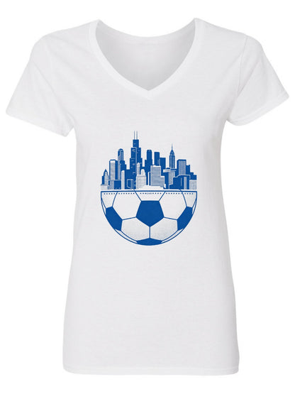 Pure Cotton V-neck Women's World Cup City Graphic T-Shirt, USA Casual Cotton Tee