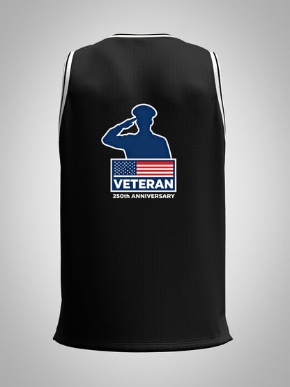 Custom Adult Basketball Jersey Personalized Print Basketball Top, USA 250th. Veteran Graphic