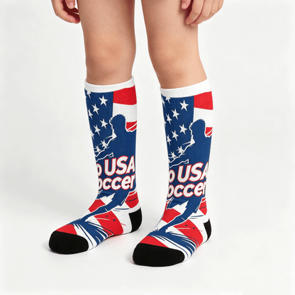 Boys & Girls Full Graphic Printed Socks ,World Cup 2026 USA Graphic, Stretchy Casual Socks for Children