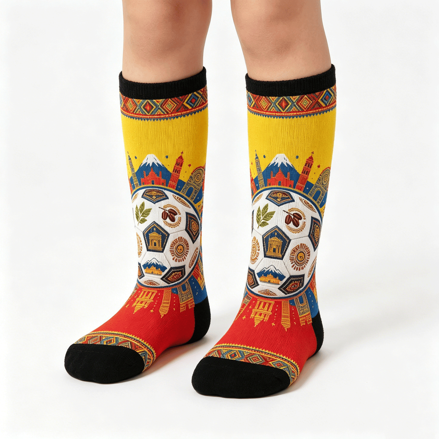 Boys & Girls Full Graphic Printed Socks ,World Cup 2026 Colombia Graphic, Stretchy Casual Socks for Children