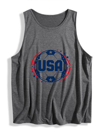 Women's Soccer Fan Graphic Sleeveless T-shirt, Casual Cotton Daily Wear Tank Top