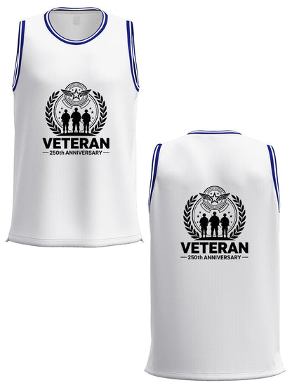Custom Adult Basketball Jersey Personalized Print Basketball Top, USA 250th. Veteran Graphic