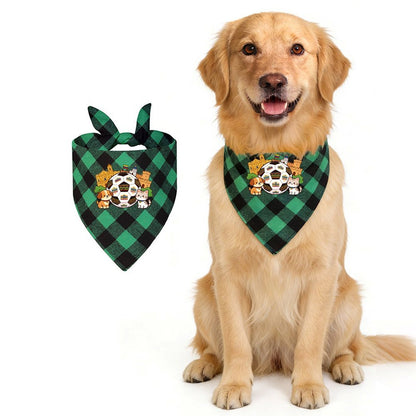 Football 2026 World Cup Cute Dog Cat Grid Pet Triangle Scarf Polyester