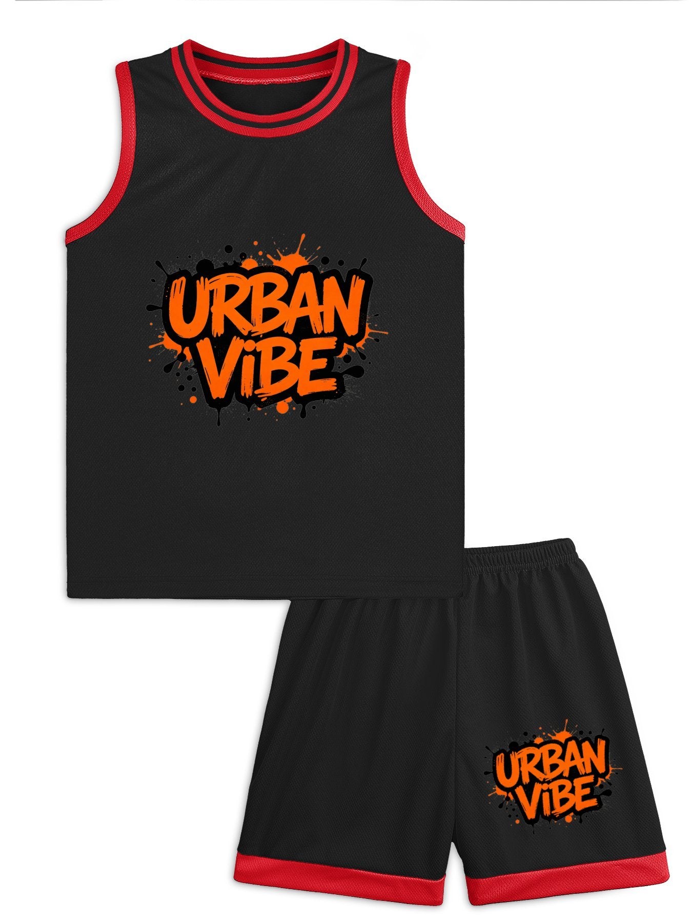 Kids Basketball Training Set, Youth Printed Basketball Suit Set for Daily Play