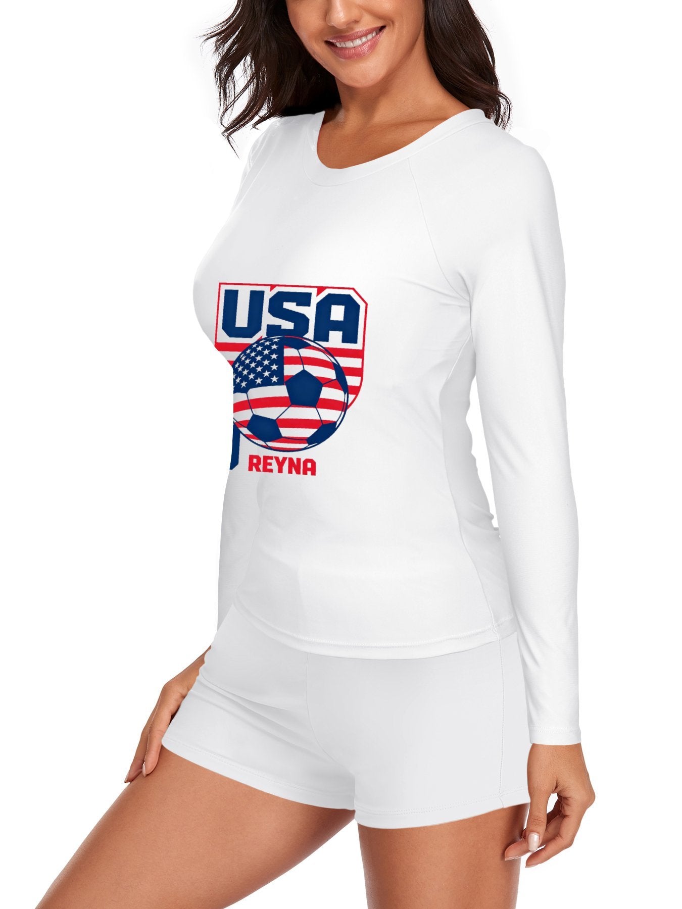 Printed Surf Wear Set, World Cup 2026 USA Graphic Customize Comfort Stretchy Bathing Suit for Ladies Outdoor Water Sports