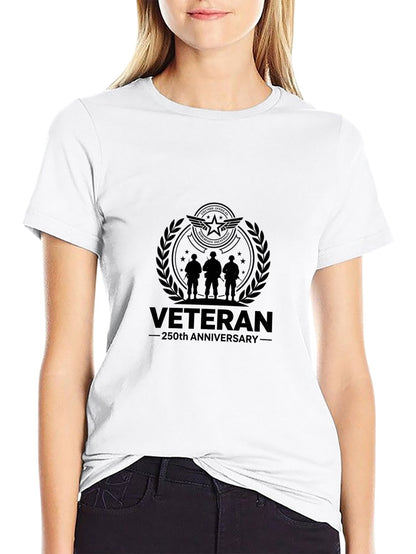 180g Pure Cotton Men's and Women's Patriotic "Veteran" Graphic Casual Cotton Tee for Daily Wear