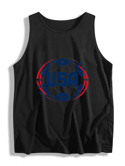 Women's Soccer Fan Graphic Sleeveless T-shirt, Casual Cotton Daily Wear Tank Top