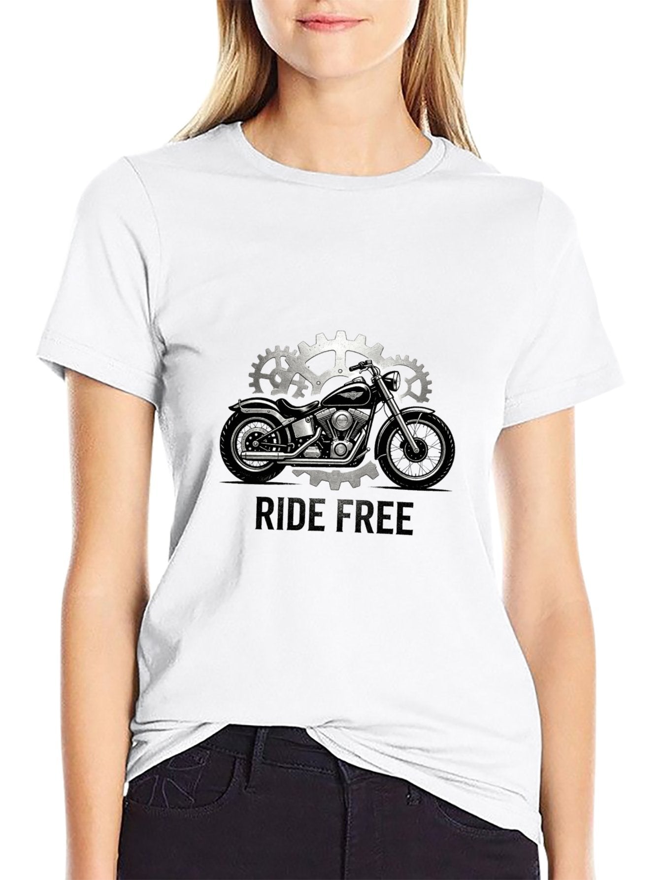 180g Pure Cotton Men's and Women's  "RIDE FREE" Graphic T-Shirt, USA Casual Cotton Tee
