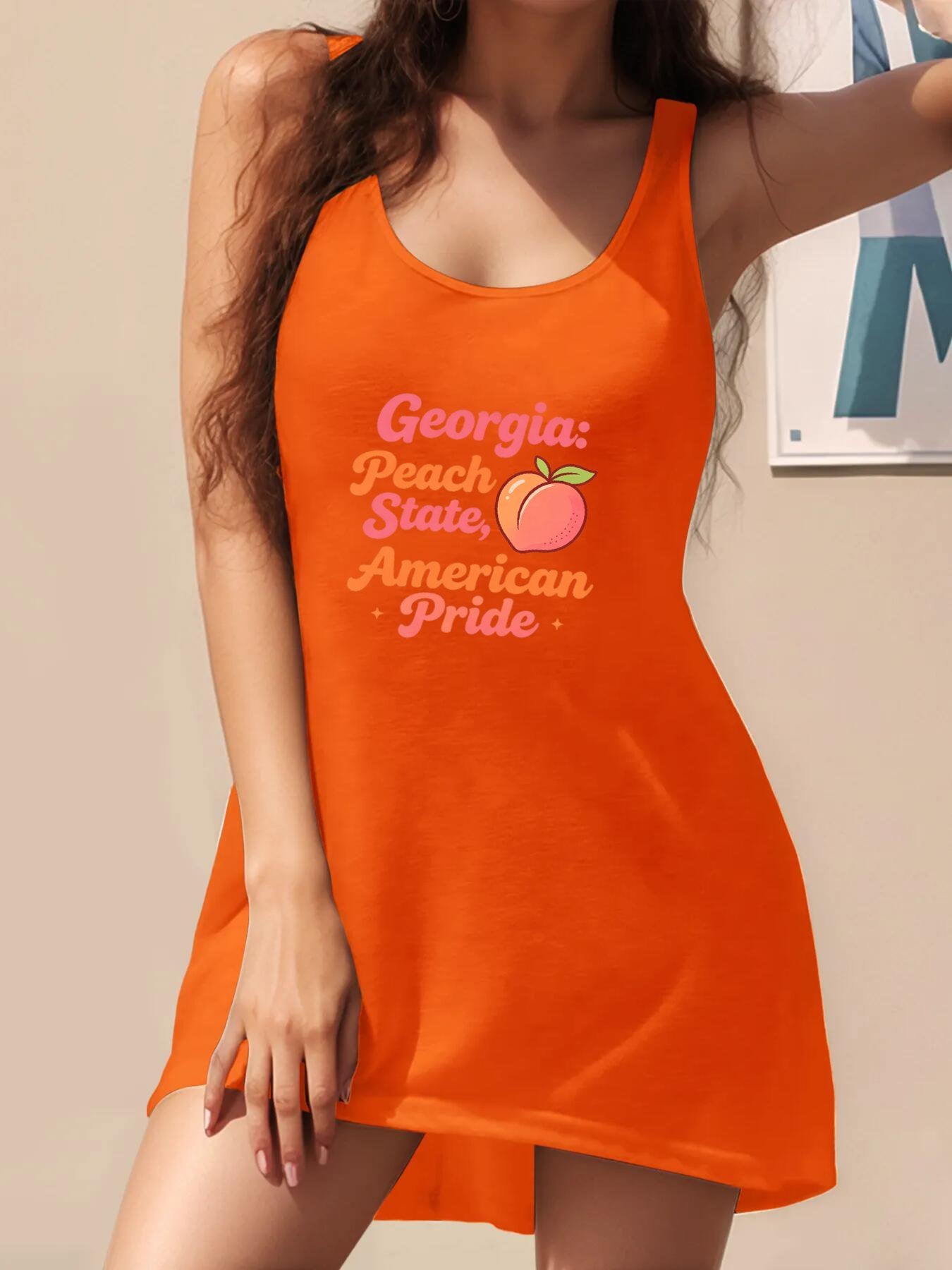 Custom Graphic Tank Dress Women Sleeveless Printed Casual Summer Dress Ladies Custom Design Daily Dress