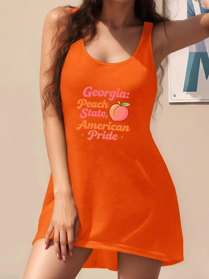 Custom Graphic Tank Dress Women Sleeveless Printed Casual Summer Dress Ladies Custom Design Daily Dress