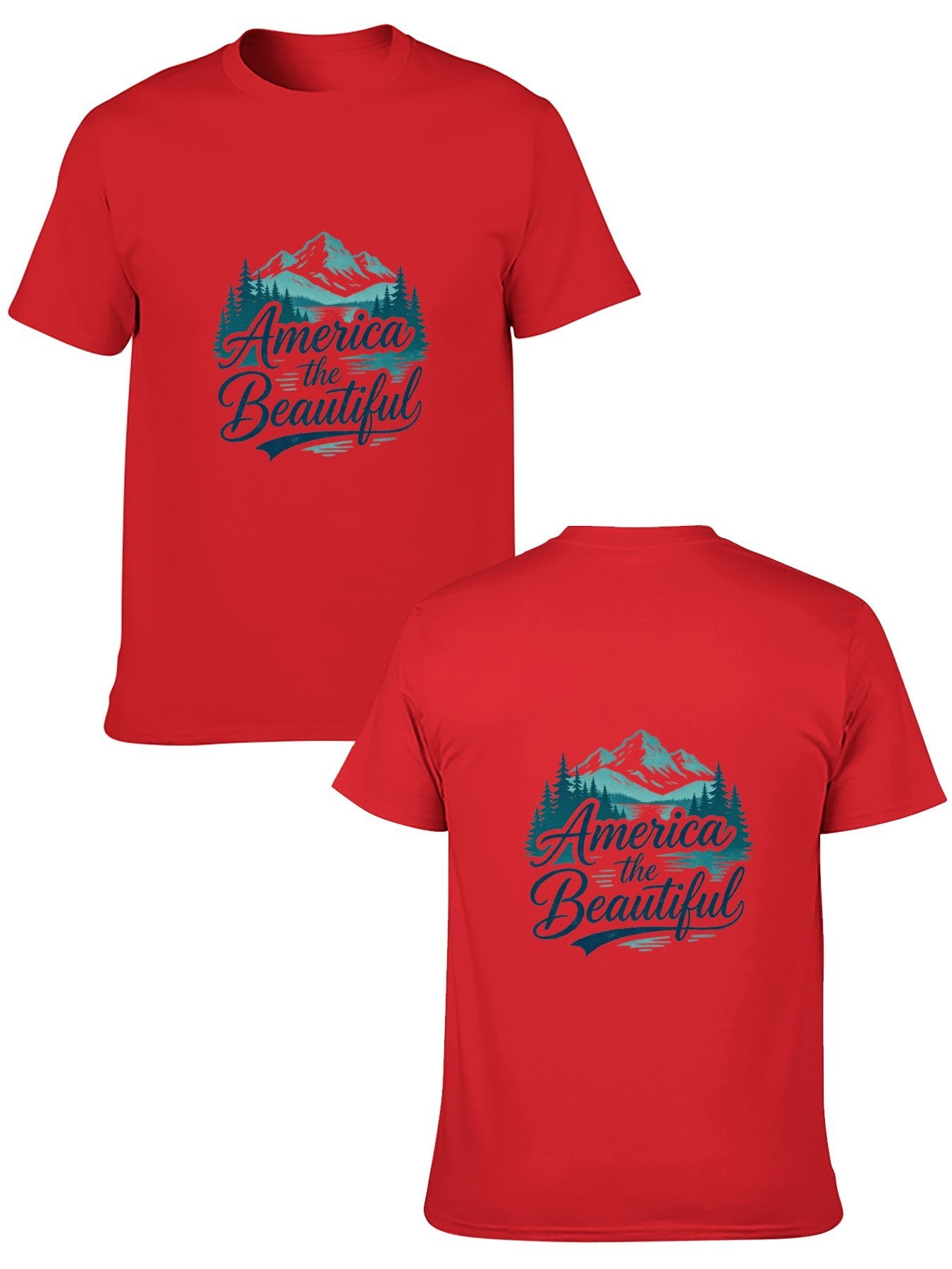 180g Pure Cotton Men's and Women's USA 250th. "America the Beautiful" Graphic T-Shirt, USA Casual Cotton Tee