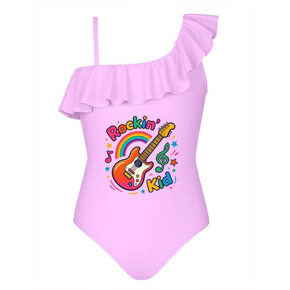 Printed Ruffled One Piece Swimsuit, Cute Summer Bathing Suit for Girls Beach Pool Party