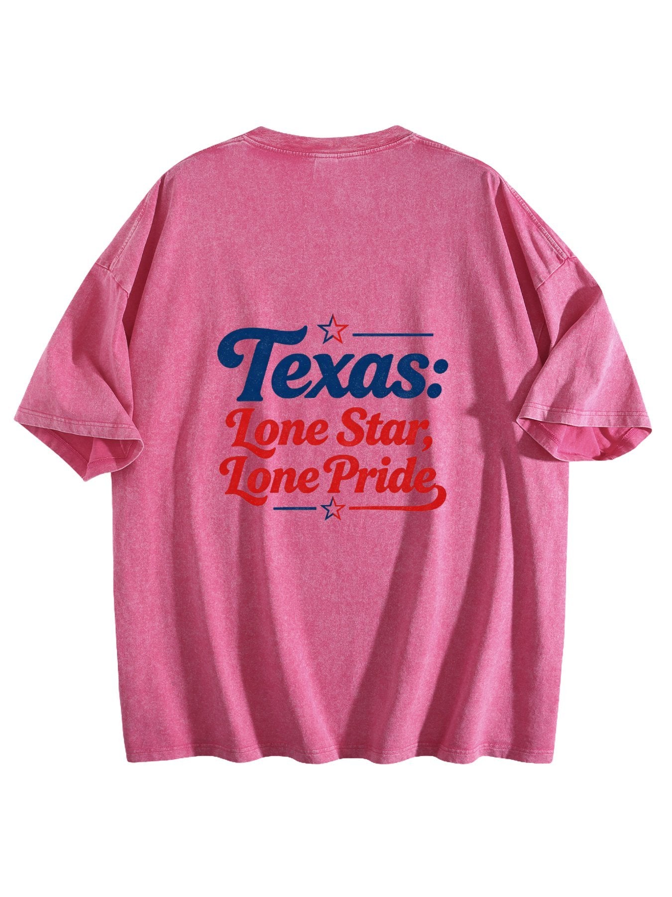 230g Pure Cotton Double-sided Print Adult's USA 250th. Texas Pride Graphic Washed T-Shirt, Casual Cotton Tee for Daily Wear