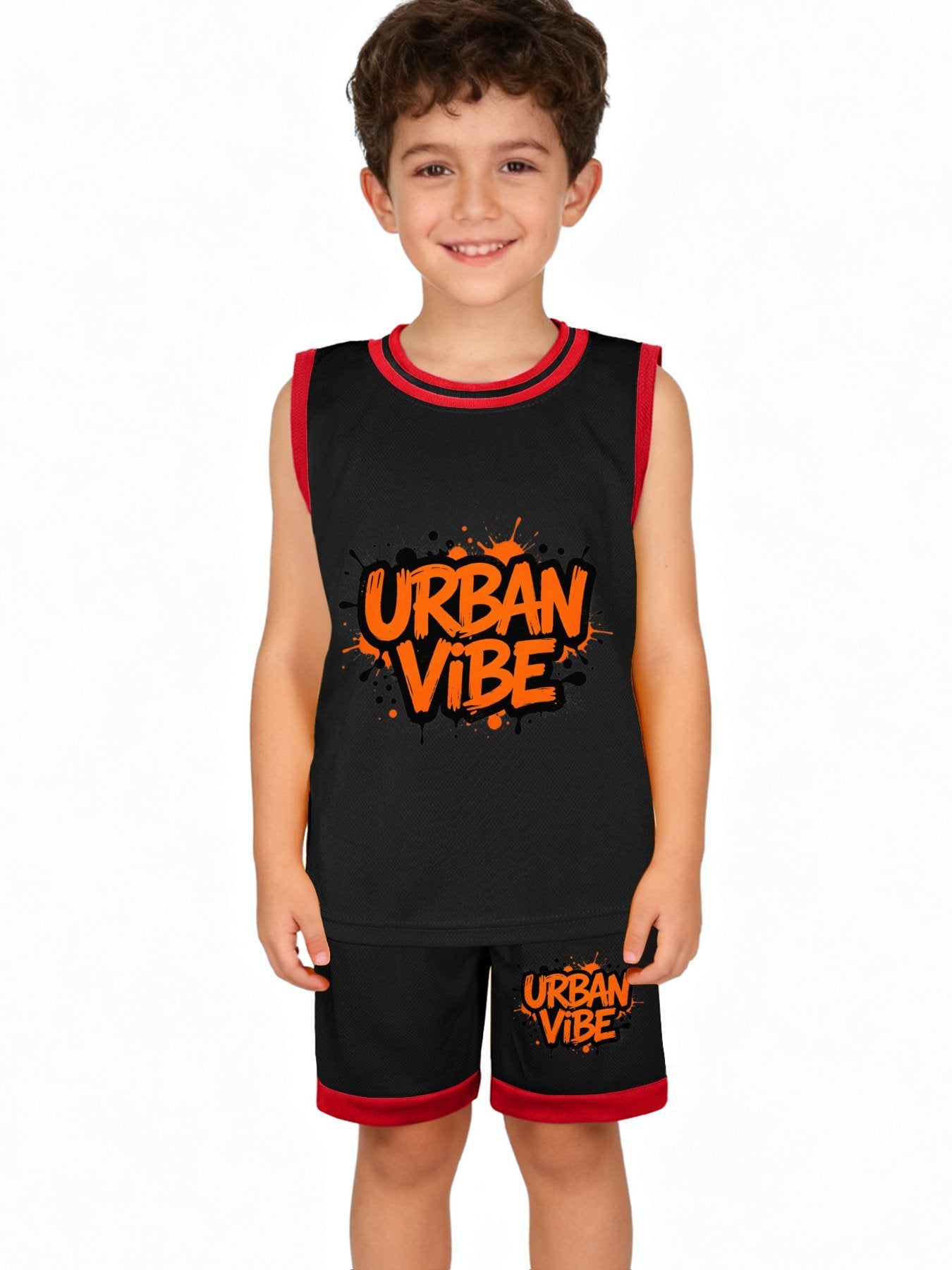 Kids Basketball Training Set, Youth Printed Basketball Suit Set for Daily Play