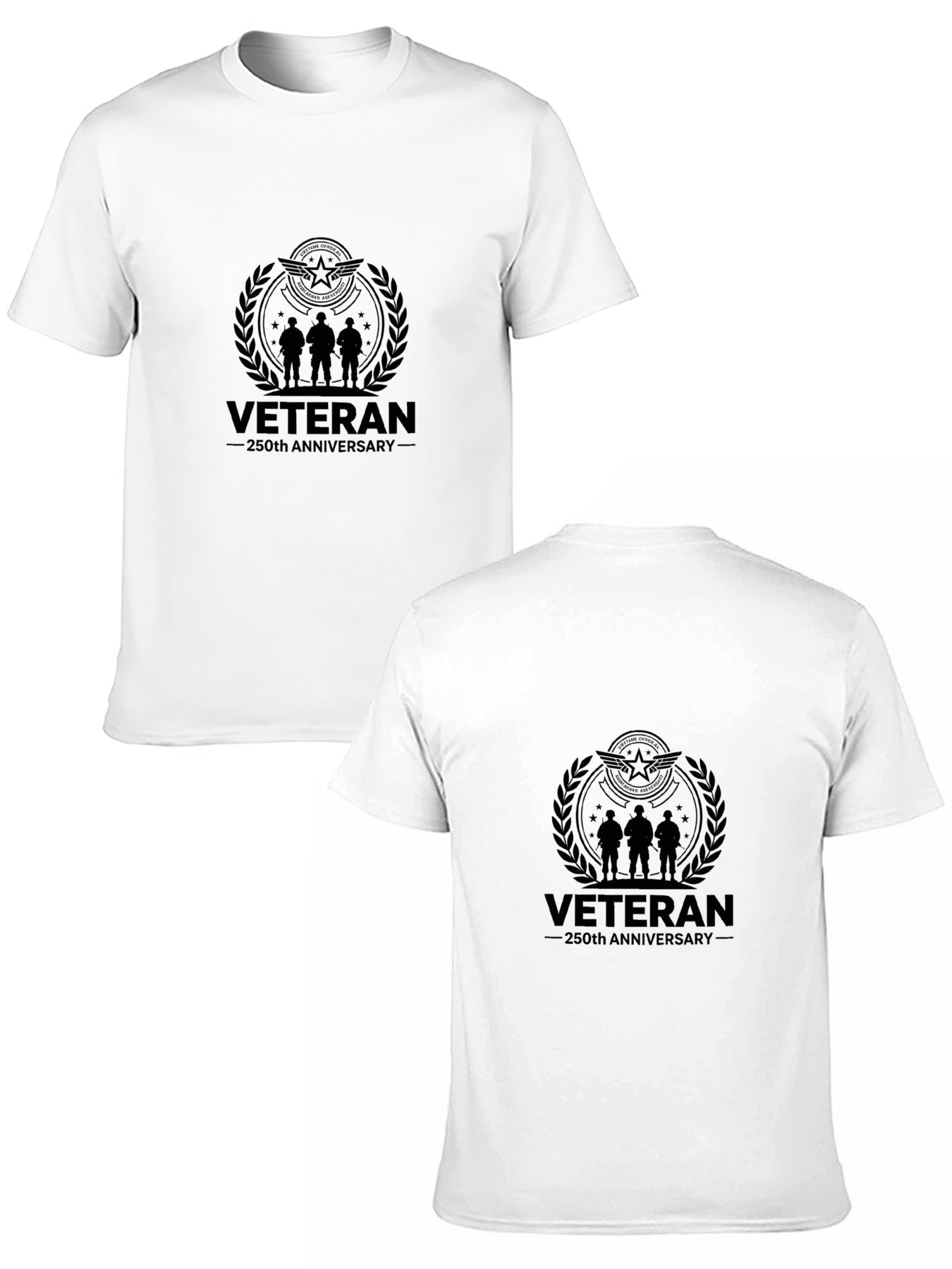 180g Pure Cotton Men's and Women's Patriotic "Veteran" Graphic Casual Cotton Tee for Daily Wear
