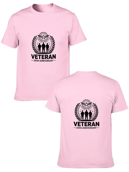 180g Pure Cotton Men's and Women's Patriotic "Veteran" Graphic Casual Cotton Tee for Daily Wear